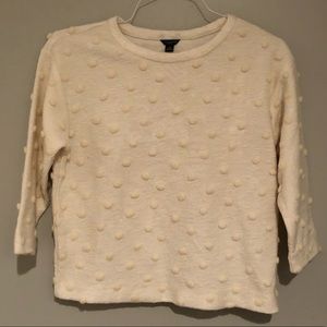 Ann Taylor Cream Puff Dot Crop Petite Sweater- PS